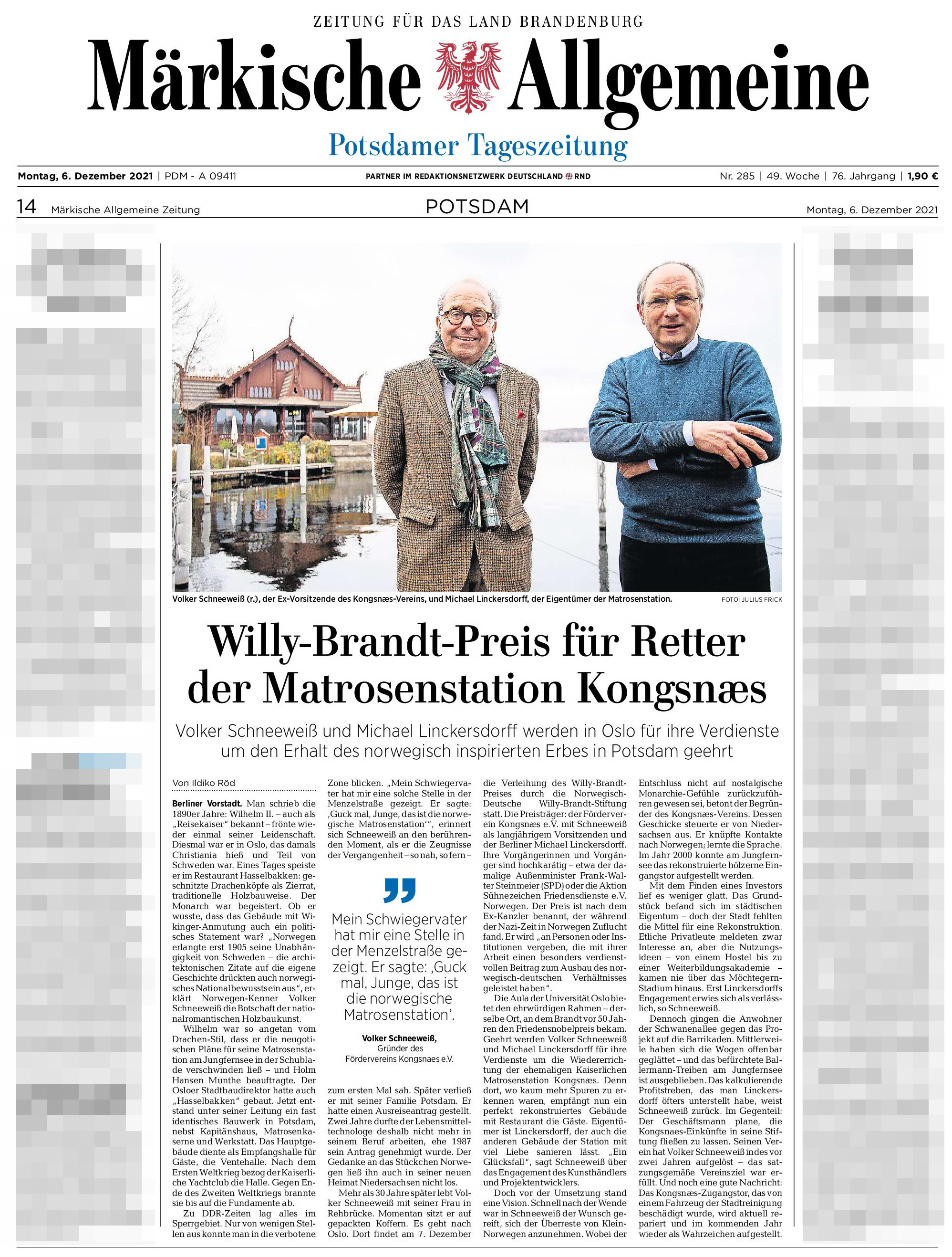 Maerkische Allgemeine Zeitung 06.12.2021