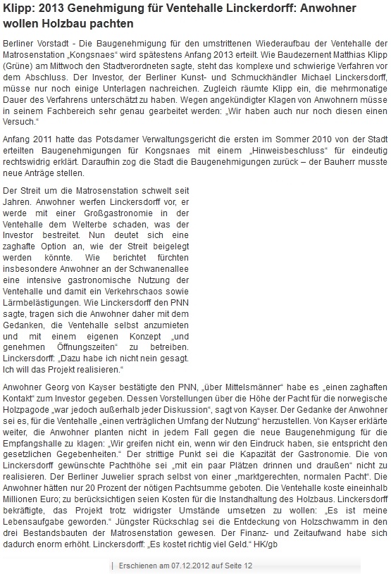 Potsdamer Neueste Nachrichten - 07.12.2012